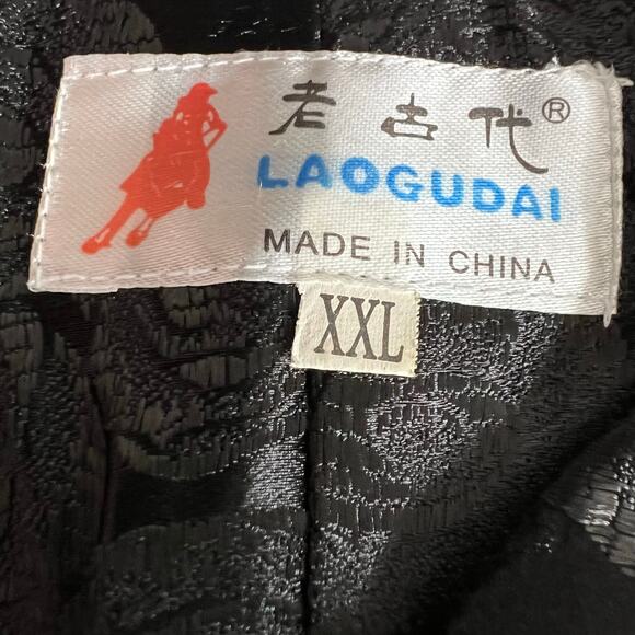 Laogudai Womens Blouse Top Chinese Traditional Satin Shirt Black Floral XXL - Picture 7 of 7